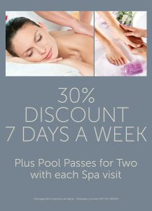 30% discount 7 days a week at Spa Aquae
