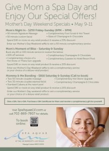 Mother's Day Specials at Spa Aquae