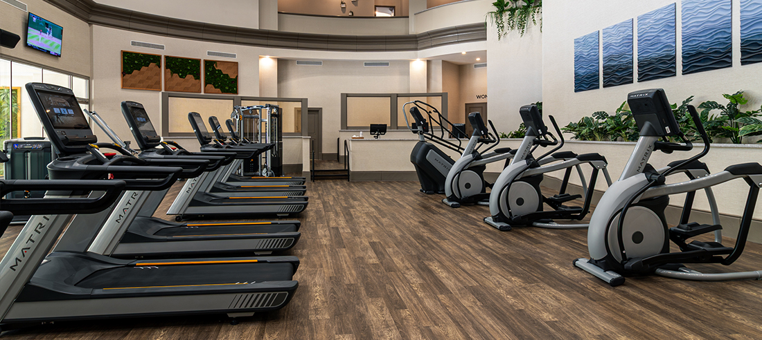 Spa Aquae Fitness Center has state of the art treadmills and elipticals.